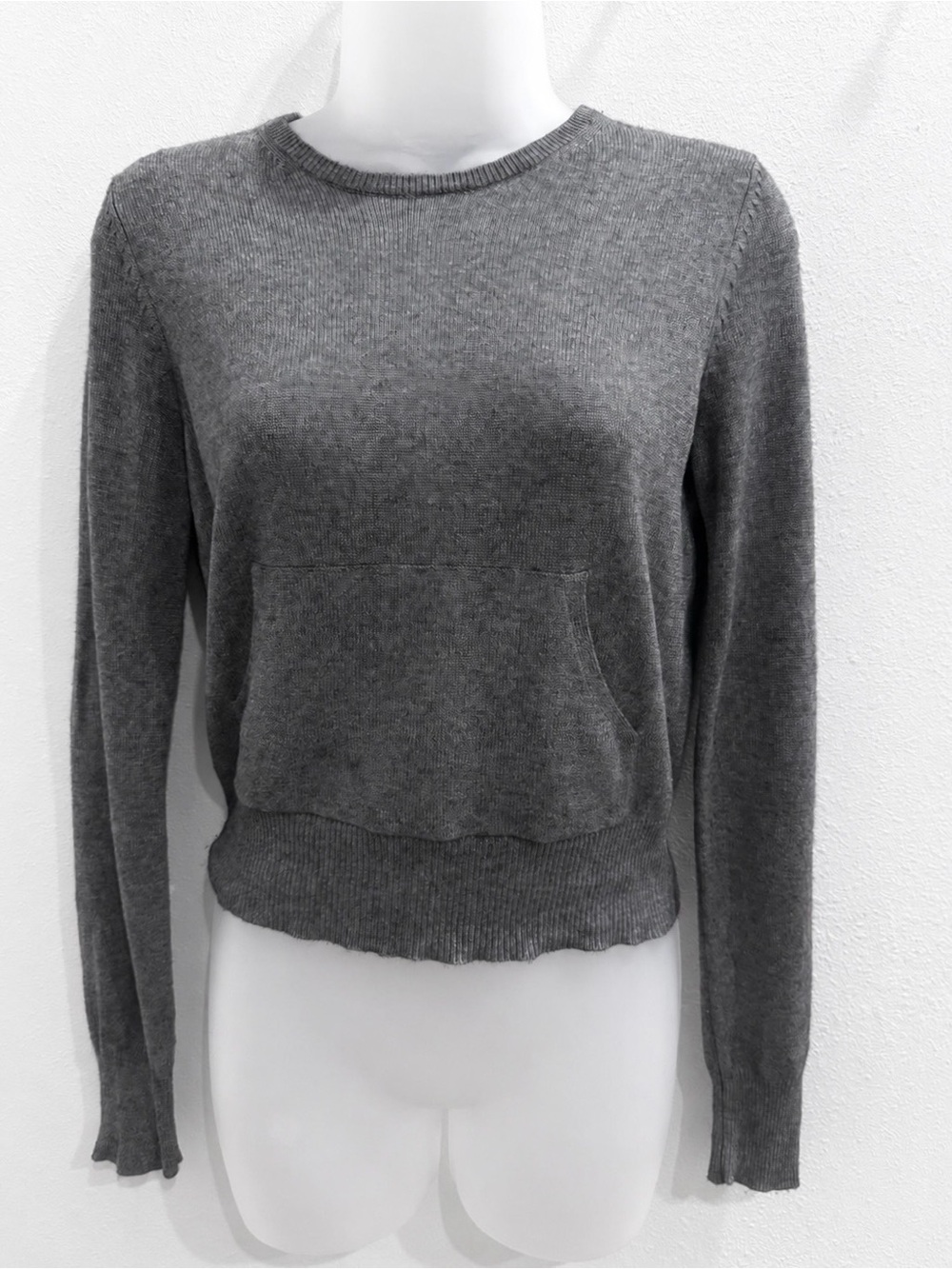 The Limited Silk Cashmere Sweater Small Gray Kangaroo Pocket